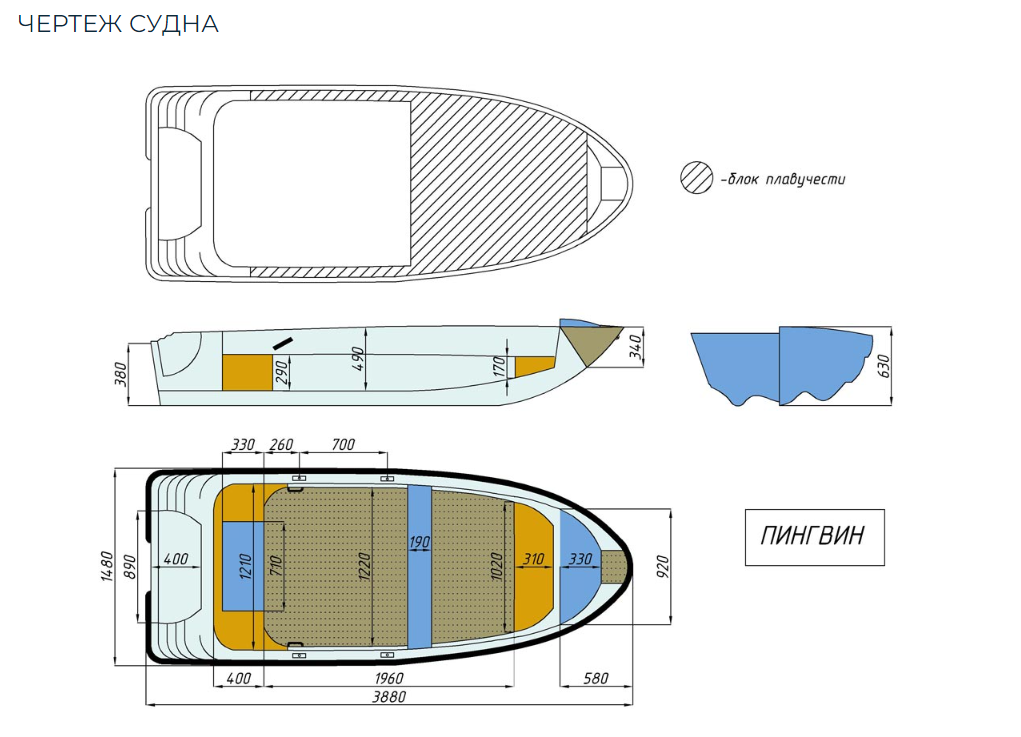 Стеклопластиковая лодка Пингвин (тримаран) в Новомосковске