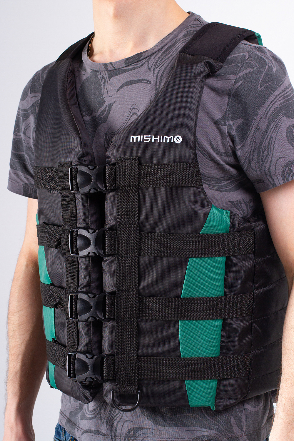 Жилет спасательный MISHIMO PRO Премиум качества Черно-зеленый в Новомосковске