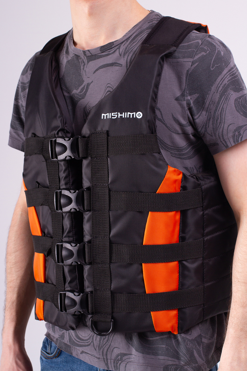 Жилет спасательный MISHIMO PRO Премиум качества Черно-оранжевый в Новомосковске