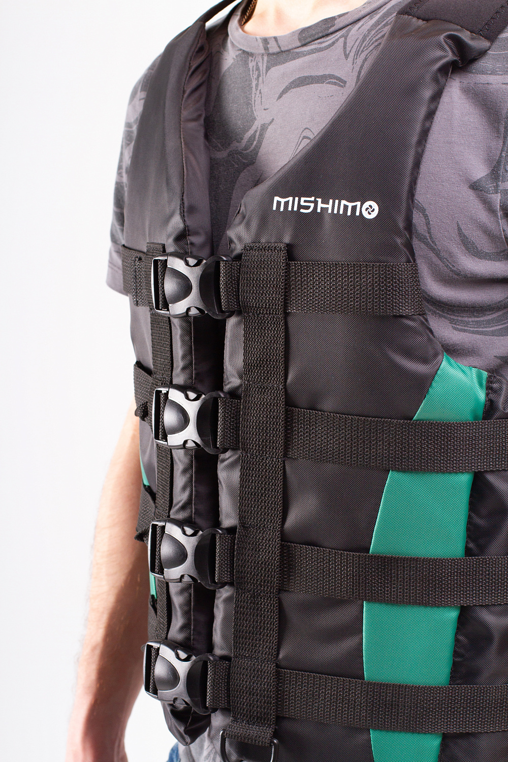 Жилет спасательный MISHIMO PRO Премиум качества Черно-зеленый в Новомосковске