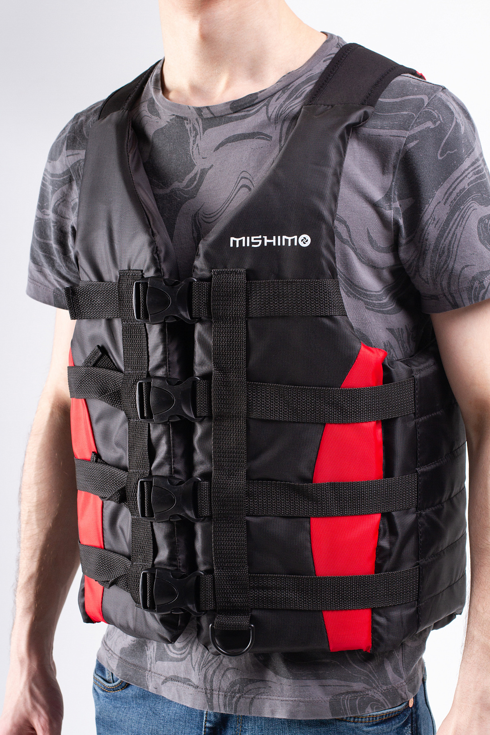 Жилет спасательный MISHIMO PRO Премиум качества Черно-красный в Новомосковске